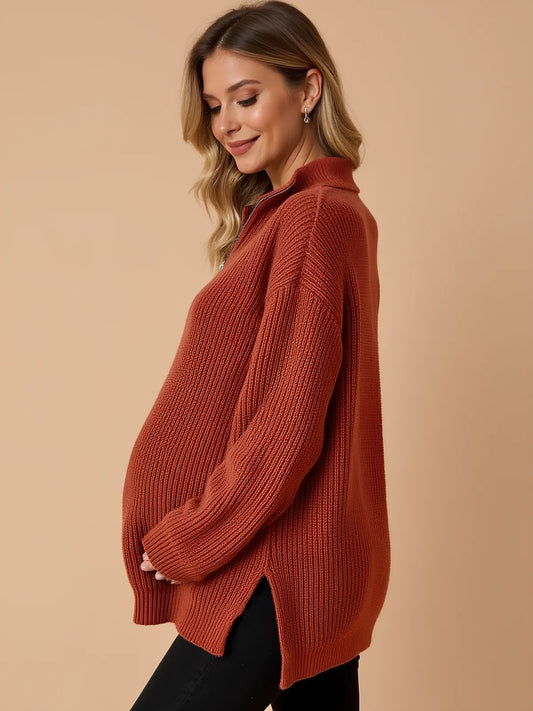 Comfort Half Zip Maternity Sweater