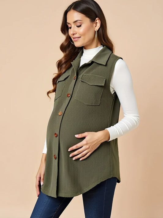 Corduroy Button Maternity Vest