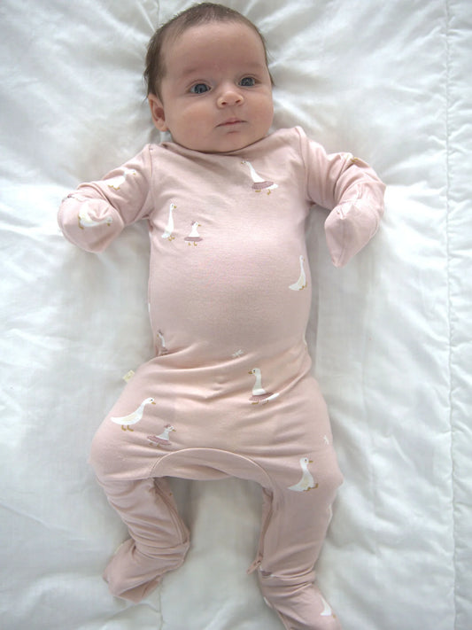 Dreamy Convertible Sleepsuit - Swans