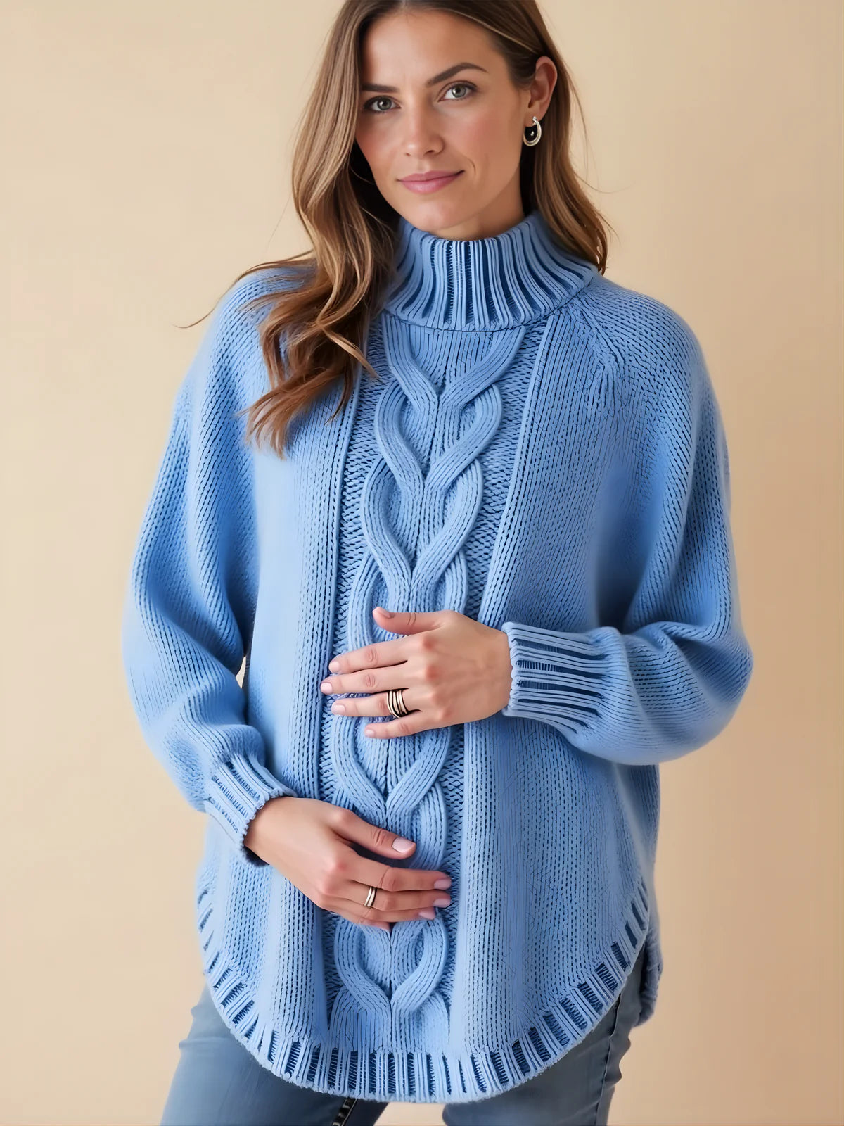 Warm High-Neck Maternity Sweater