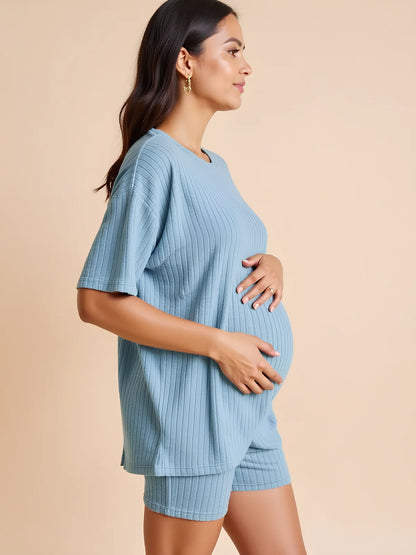 Gentle Maternity Knit Shorts Set