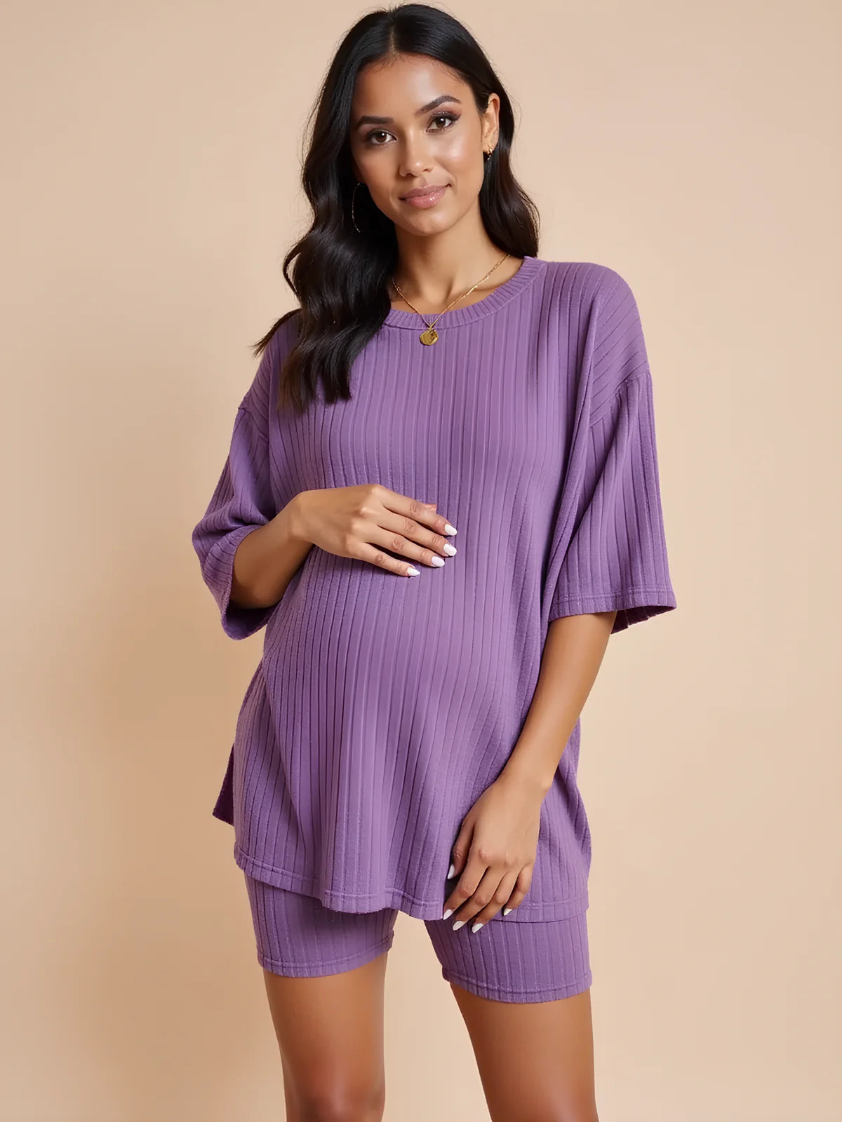 Gentle Maternity Knit Shorts Set