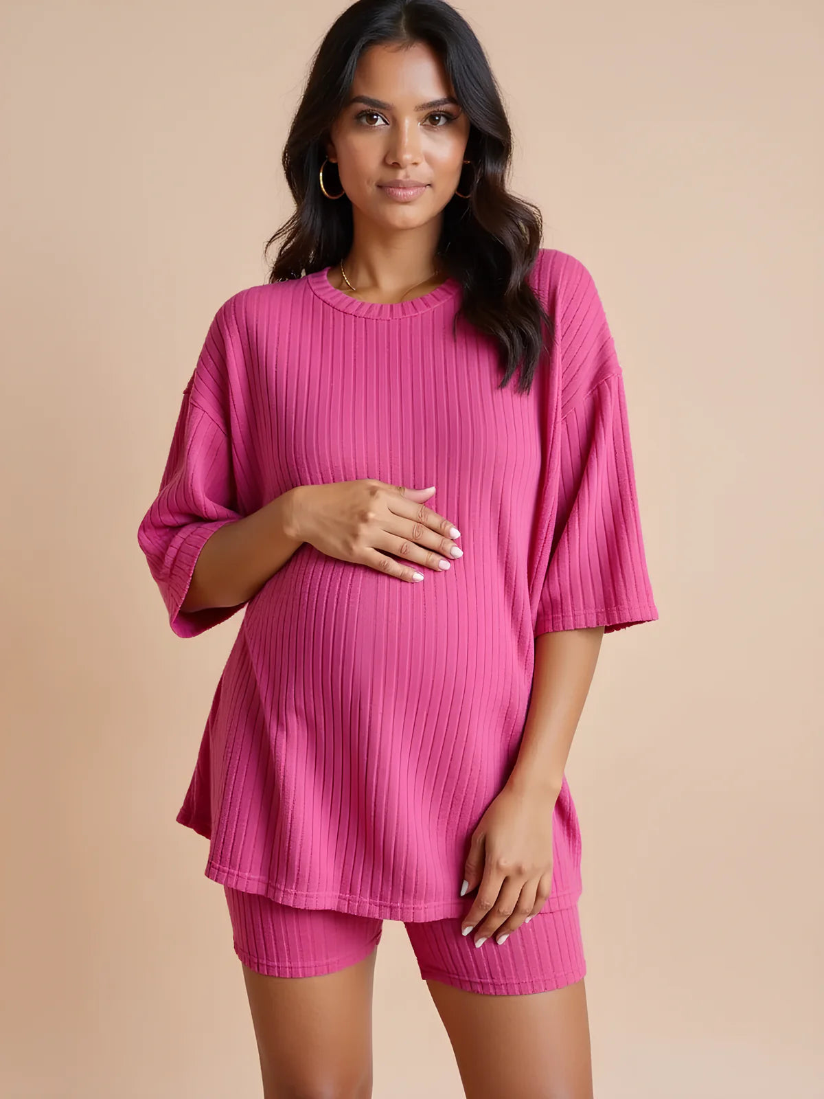 Gentle Maternity Knit Shorts Set