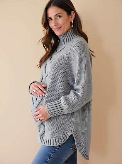 Warm High-Neck Maternity Sweater