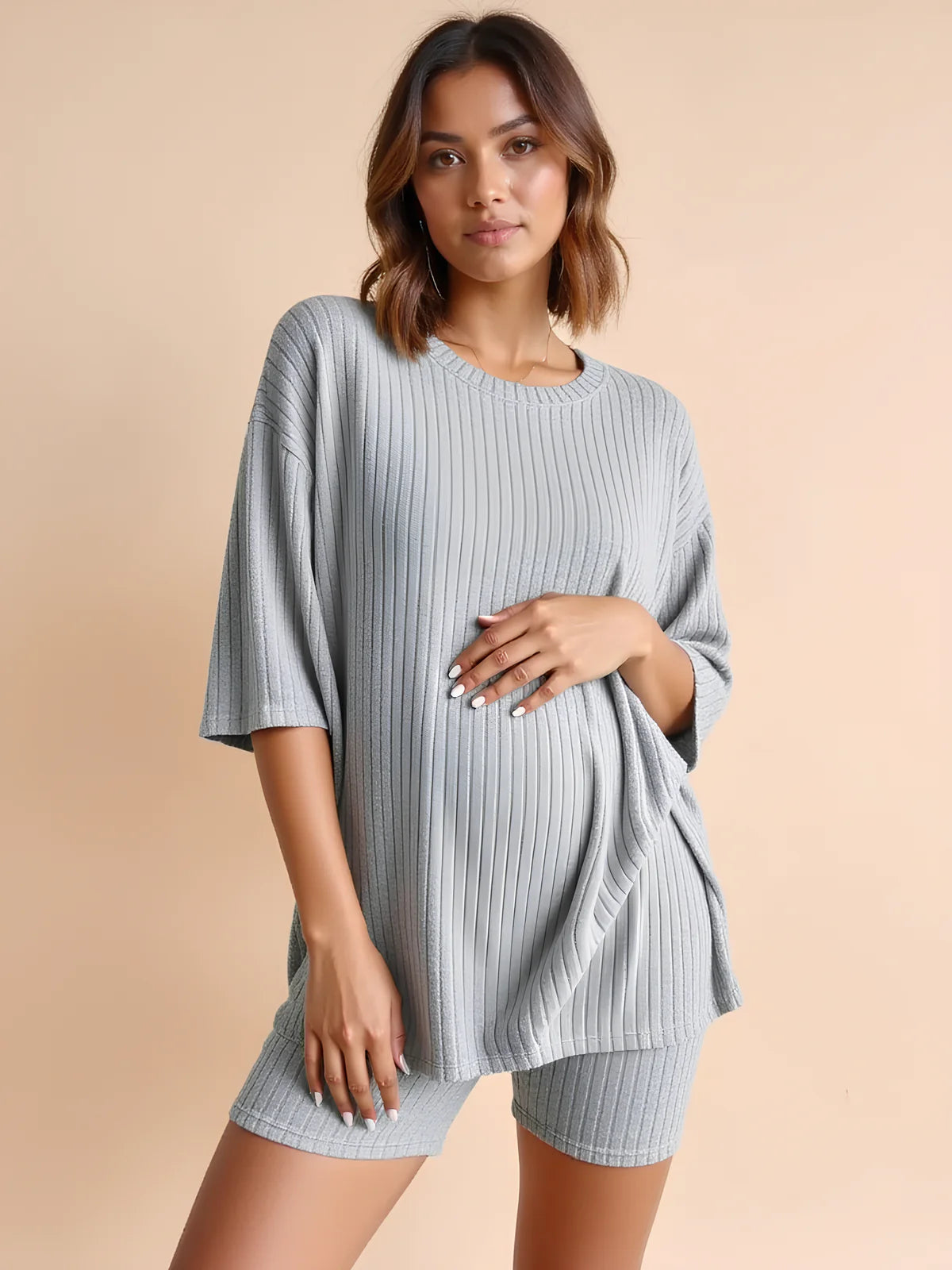 Gentle Maternity Knit Shorts Set